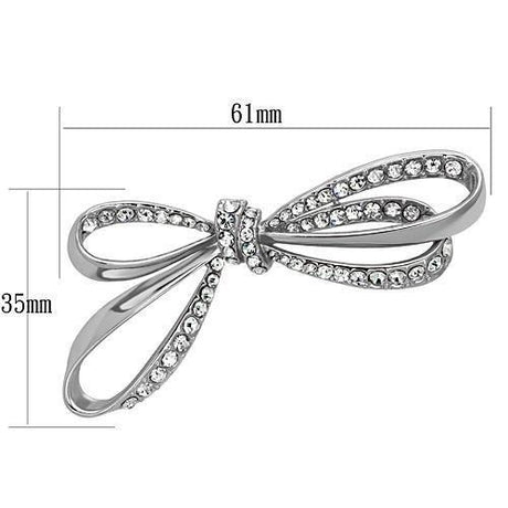 Imitation Rhodium White Metal Brooches with Top Grade Crystal  in Clear