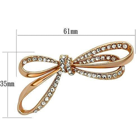 Flash Rose Gold White Metal Brooches with Top Grade Crystal  in Clear