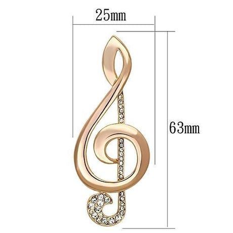 Flash Rose Gold White Metal Brooches with Top Grade Crystal  in Clear
