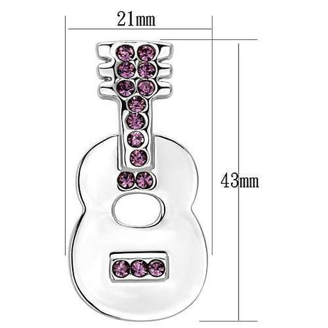 Imitation Rhodium White Metal Brooches with Top Grade Crystal  in Light Amethyst