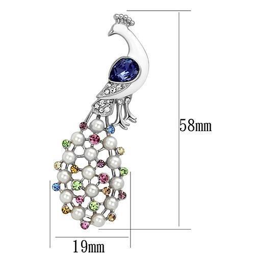 Imitation Rhodium White Metal Brooches with Top Grade Crystal  in Multi Color
