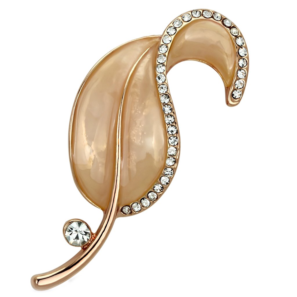 Flash Rose Gold White Metal Brooches with Top Grade Crystal  in Clear