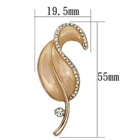 Flash Rose Gold White Metal Brooches with Top Grade Crystal  in Clear
