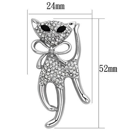 Imitation Rhodium White Metal Brooches with Top Grade Crystal  in Jet