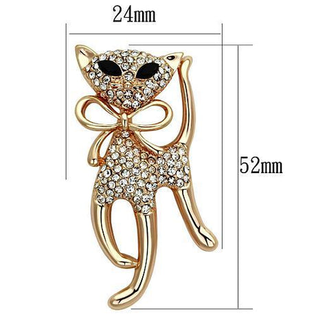 Flash Rose Gold White Metal Brooches with Top Grade Crystal  in Jet