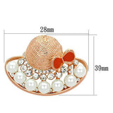 Flash Rose Gold White Metal Brooches with Synthetic Pearl in White