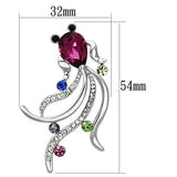 Imitation Rhodium White Metal Brooches with Synthetic Glass Bead in Fuchsia