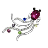 Flash Rose Gold White Metal Brooches with Synthetic Glass Bead in Fuchsia