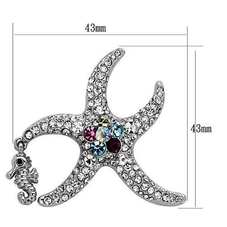 Imitation Rhodium White Metal Brooches with Top Grade Crystal  in Multi Color