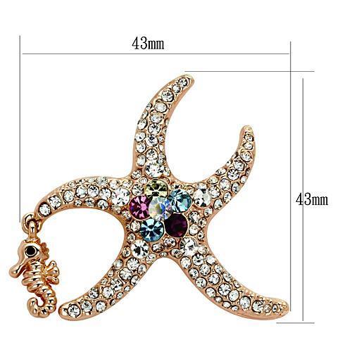 Flash Rose Gold White Metal Brooches with Top Grade Crystal  in Multi Color