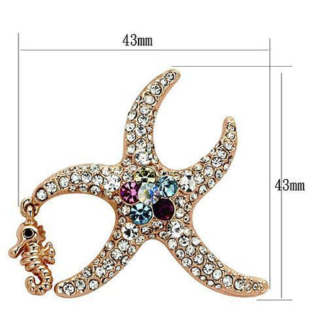 Flash Rose Gold White Metal Brooches with Top Grade Crystal  in Multi Color