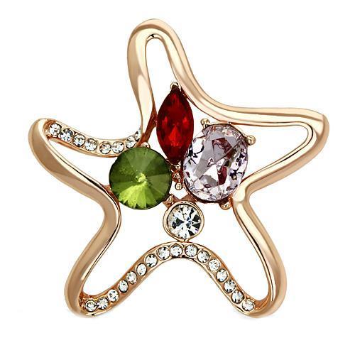 Flash Rose Gold White Metal Brooches with Synthetic Acrylic in Multi Color