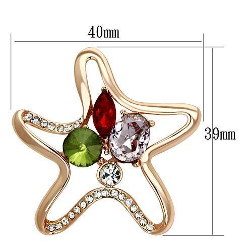 Flash Rose Gold White Metal Brooches with Synthetic Acrylic in Multi Color