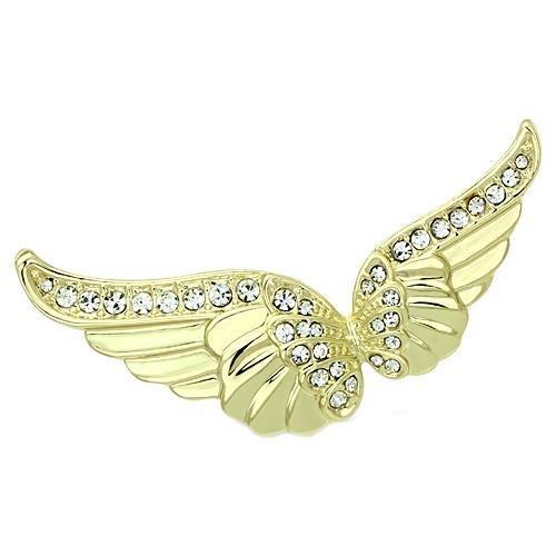 Flash Gold White Metal Brooches with Top Grade Crystal  in Clear