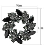 Ruthenium White Metal Brooches with Top Grade Crystal  in Jet