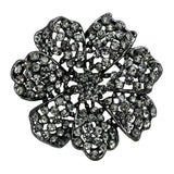 Ruthenium White Metal Brooches with Top Grade Crystal  in Black Diamond