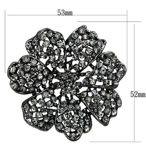 Ruthenium White Metal Brooches with Top Grade Crystal  in Black Diamond