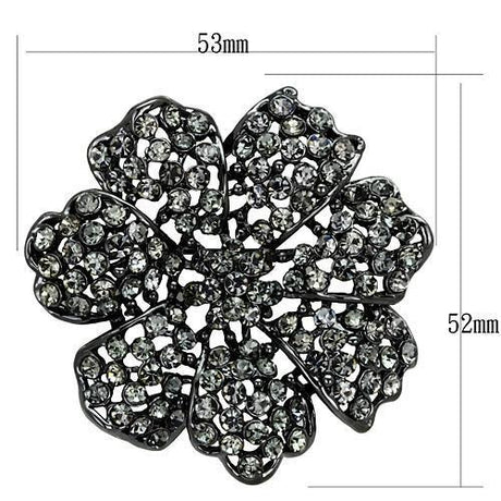 Ruthenium White Metal Brooches with Top Grade Crystal  in Black Diamond