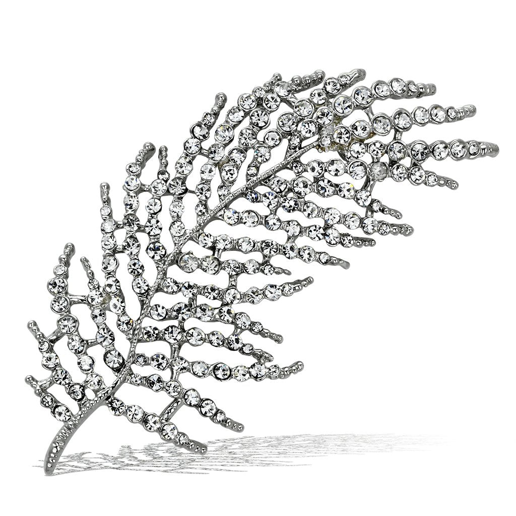 Flash Rose Gold White Metal Brooches with Top Grade Crystal  in Clear