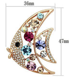 Flash Rose Gold White Metal Brooches with Top Grade Crystal  in Multi Color