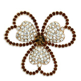Flash Rose Gold White Metal Brooches with Top Grade Crystal  in Smoked Quartz