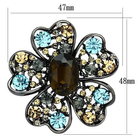 Ruthenium White Metal Brooches with Synthetic Synthetic Glass in Brown