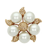 Flash Rose Gold White Metal Brooches with Synthetic Pearl in White