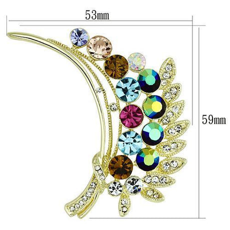 Flash Gold White Metal Brooches with Top Grade Crystal  in Multi Color