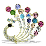 Flash Gold White Metal Brooches with Top Grade Crystal  in Multi Color