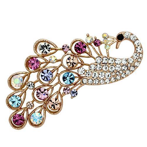 Flash Rose Gold White Metal Brooches with Top Grade Crystal  in Multi Color