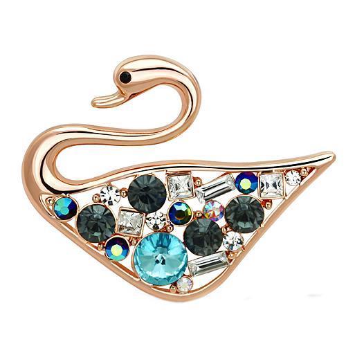 Flash Rose Gold White Metal Brooches with Top Grade Crystal  in Multi Color