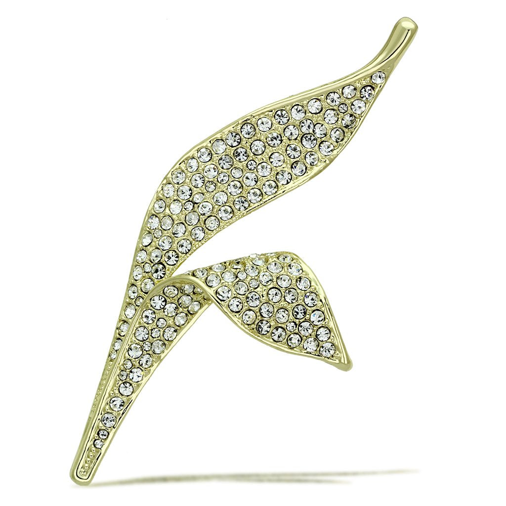 Flash Gold White Metal Brooches with Top Grade Crystal  in Clear