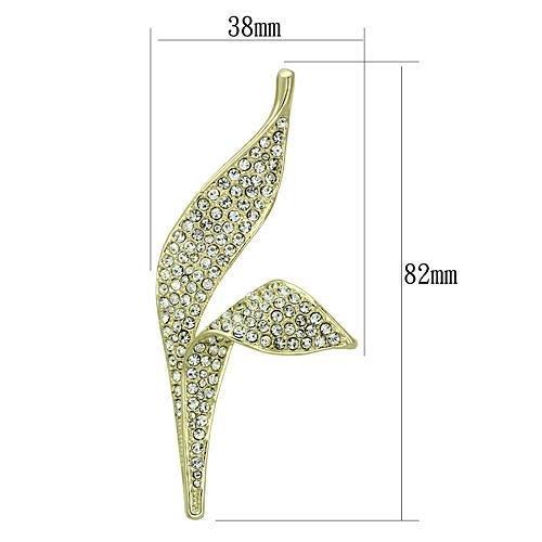 Flash Gold White Metal Brooches with Top Grade Crystal  in Clear