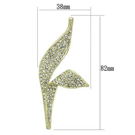 Flash Gold White Metal Brooches with Top Grade Crystal  in Clear