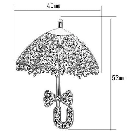 Imitation Rhodium White Metal Brooches with Top Grade Crystal  in Clear