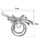 Imitation Rhodium White Metal Brooches with Synthetic Pearl in White