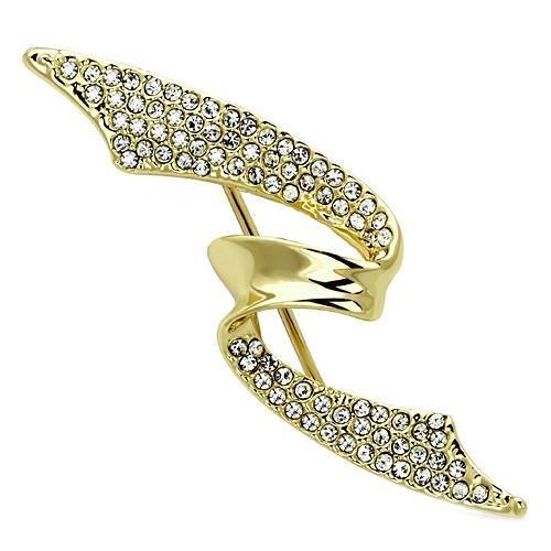 Flash Gold White Metal Brooches with Top Grade Crystal  in Clear