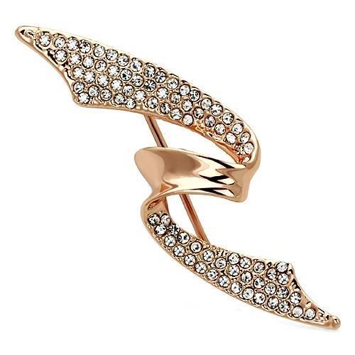 Flash Rose Gold White Metal Brooches with Top Grade Crystal  in Clear