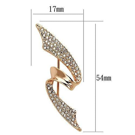 Flash Rose Gold White Metal Brooches with Top Grade Crystal  in Clear