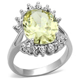 Rhodium Brass Ring with AAA Grade CZ  in Apple Green color