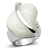 Rhodium Brass Ring with Synthetic Synthetic Stone in White