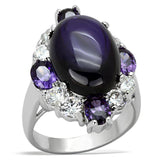 Rhodium Brass Ring with AAA Grade CZ  in Fuchsia