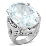 Rhodium Brass Ring with AAA Grade CZ  in Clear