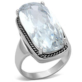 Rhodium Brass Ring with AAA Grade CZ  in Clear