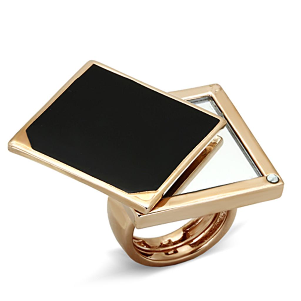 Rose Gold Brass Ring with Synthetic Synthetic Glass in Clear