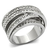 Rhodium Brass Ring with Top Grade Crystal  in Clear