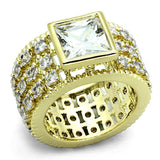 Gold+Rhodium Brass Ring with AAA Grade CZ  in Clear