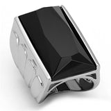 Rhodium Brass Ring with AAA Grade CZ  in Black Diamond