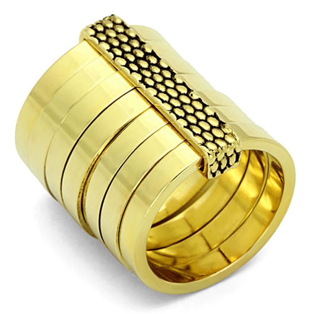 Gold Brass Ring with Epoxy  in Jet