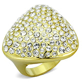 Gold Brass Ring with Top Grade Crystal  in Clear
